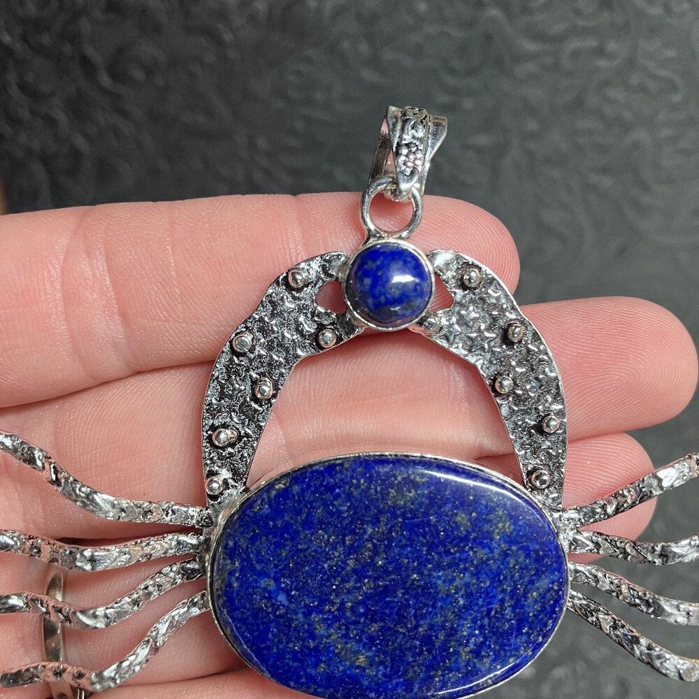 Cancer Crab Zodiac Astrology Lapis Lazuli Pendant Stone Crystal Jewelry Ornament - Picture 4 of 7